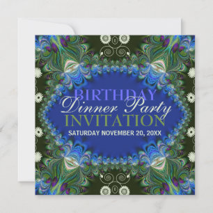Invitación Decoración de encaje de pavo real bohemio para fie