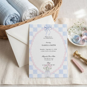 Invitación Decoración de fiesta de bebé Coquette con lazo a c
