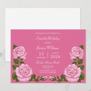 Invitación Decoración de Flor de Cerezo Rosa para 60 Cumpleañ