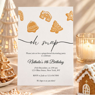 Invitación Decoración de Galletas de Jengibre de Navidad Cump