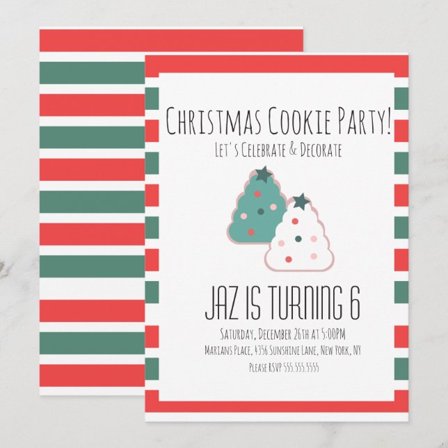 Invitación Decoración de Galletas de Navidad, Hornear, Fiesta (Anverso / Reverso)