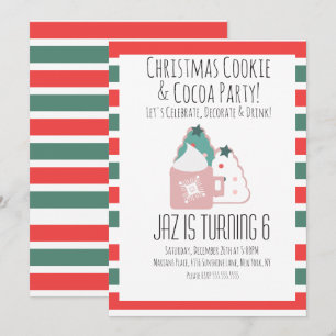 Invitación Decoración de galletas de Navidad y cacao para hor