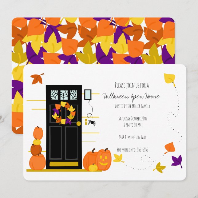Invitación Decoración de Halloween (Anverso / Reverso)