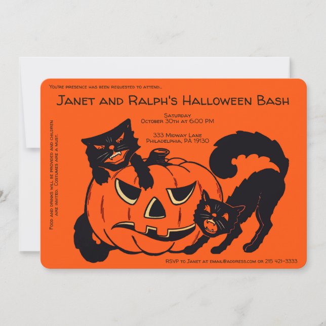 Invitación Decoración de Halloween retro personalizable (Anverso)