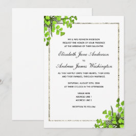 Invitación Decoración de helecho de esquina elegante para bod