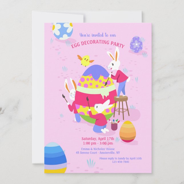 Invitación Decoración de huevos (Anverso)