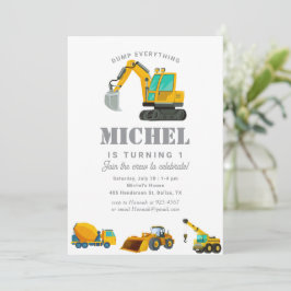 Invitación Decoración de la fiesta de cumpleaños del camión d