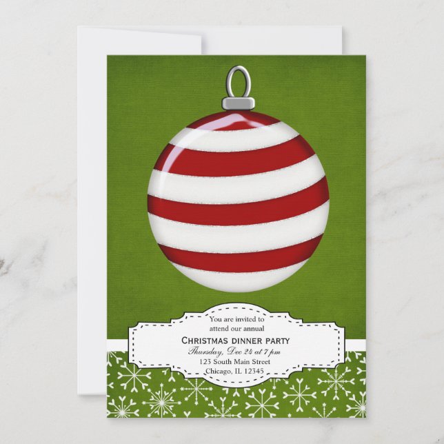 Invitación Decoración de los navidades (verde) (Anverso)