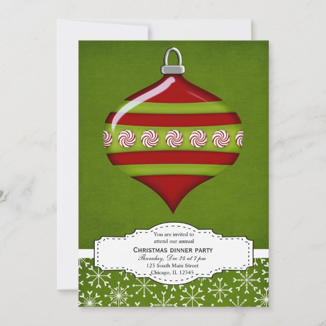 Invitación Decoración de los navidades (verde) (Anverso)
