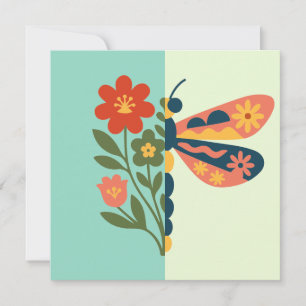 Invitación Decoración de mariposa colorida con elementos flor