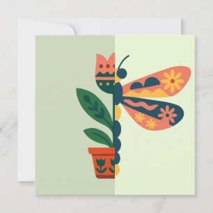 Invitación Decoración de mariposa colorida con elementos flor