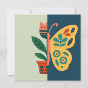 Invitación Decoración de mariposa colorida con elementos flor