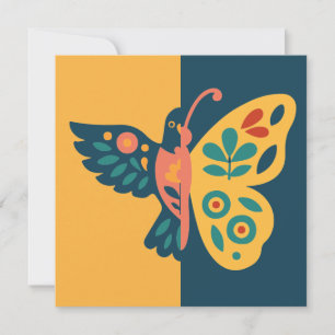 Invitación Decoración de mariposa colorida con elementos flor