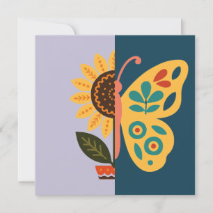 Invitación Decoración de mariposa colorida con elementos flor