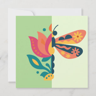Invitación Decoración de mariposa colorida con elementos flor