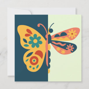 Invitación Decoración de mariposa colorida con elementos flor