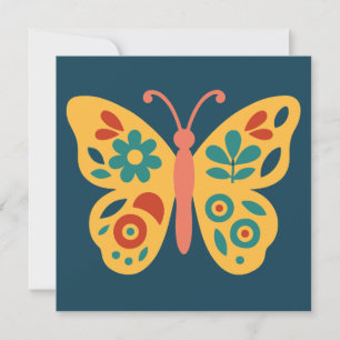 Invitación Decoración de mariposa colorida con elementos flor