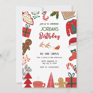 Invitación decoración de Navidad divertido cumpleaños
