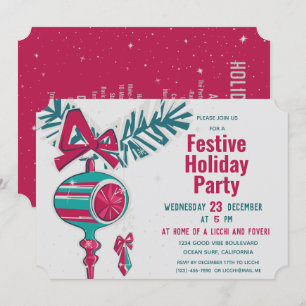 Invitación Decoración de Navidades a mediados del siglo moder