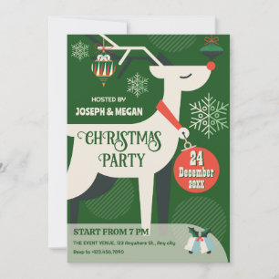 Invitación Decoración de navidades de venado clásicos geomátr