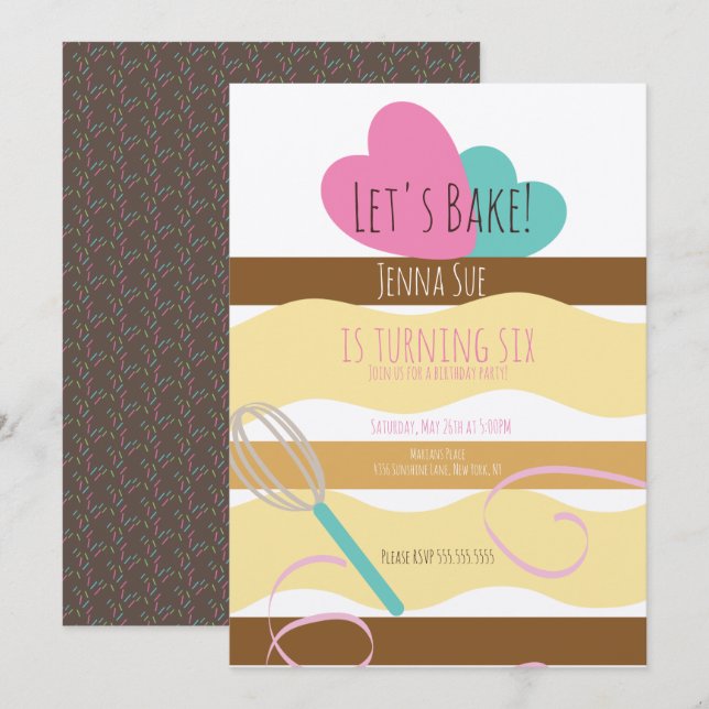 Invitación Decoración de pastel cortado Cumpleaños Remolino S (Anverso / Reverso)