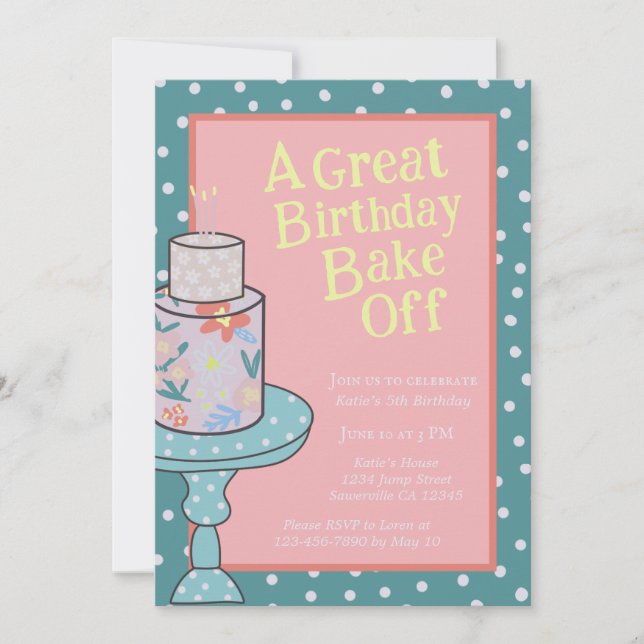 Invitación Decoración De Pastel De Cumpleaños (Anverso)