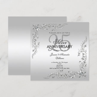 Invitación Decoración de Plata 25 Aniversario de Boda
