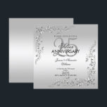 Invitación Decoración de Plata Aniversario de Bodas de 25 año<br><div class="desc">Invitación de fiesta de aniversario de bodas de 25 años elegante y con estilo. Hermosas florituras y remolinos plateados en las esquinas sobre un fondo plateado. Todo el texto es totalmente personalizable para satisfacer sus necesidades. Si necesita ayuda para personalizar su producto o desea productos coincidentes, por favor contácteme a...</div>