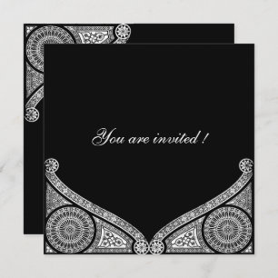 Invitación DECORACIÓN DE RENAISSANTE blanco negro