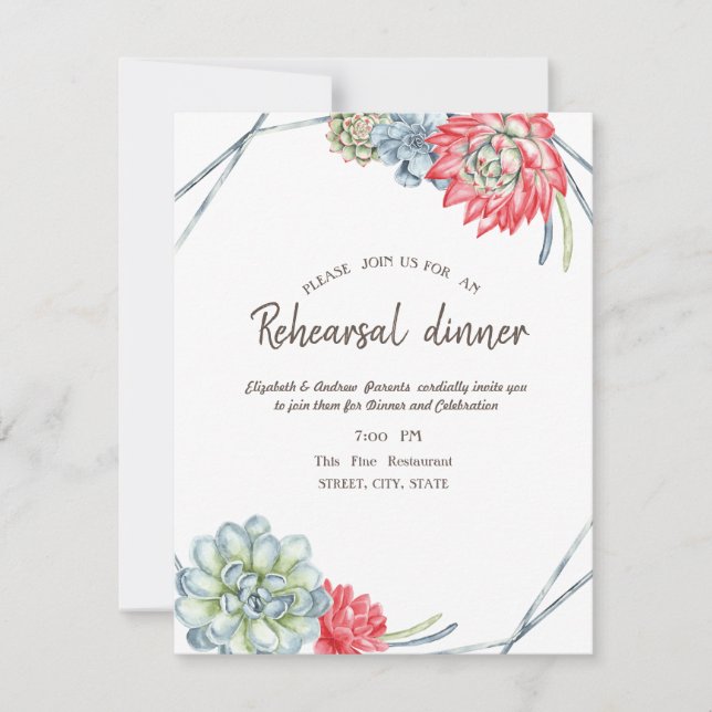 Invitación Decoración de suculento ensayo del desierto de las (Anverso)