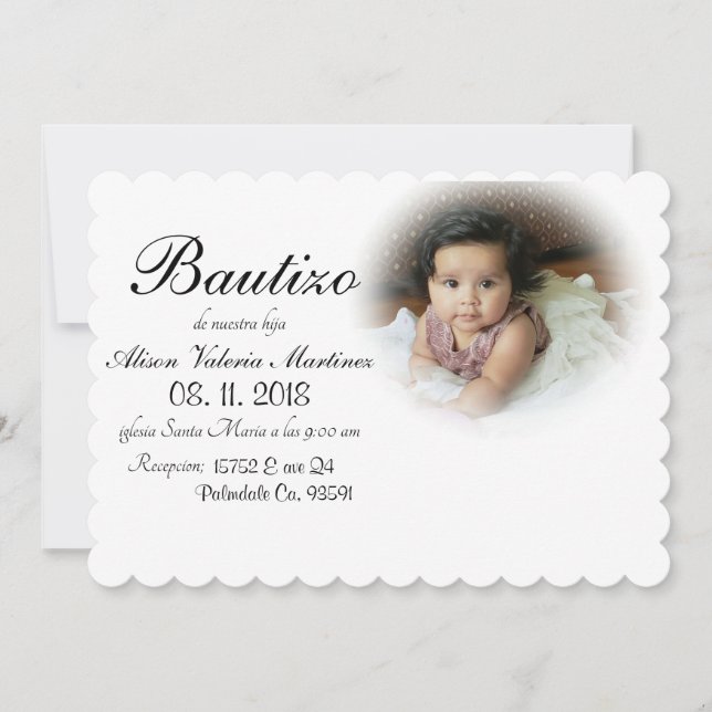 Invitación Decoración del Bautismo (Anverso)