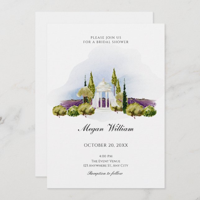 Invitación Decoración del jardín ducha de novia (Anverso / Reverso)