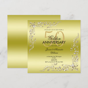Invitación Decoración Dorada 50 Aniversario de Boda