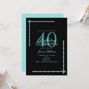 Invitación Decoración Elegante Aqua Gem Cumpleaños
