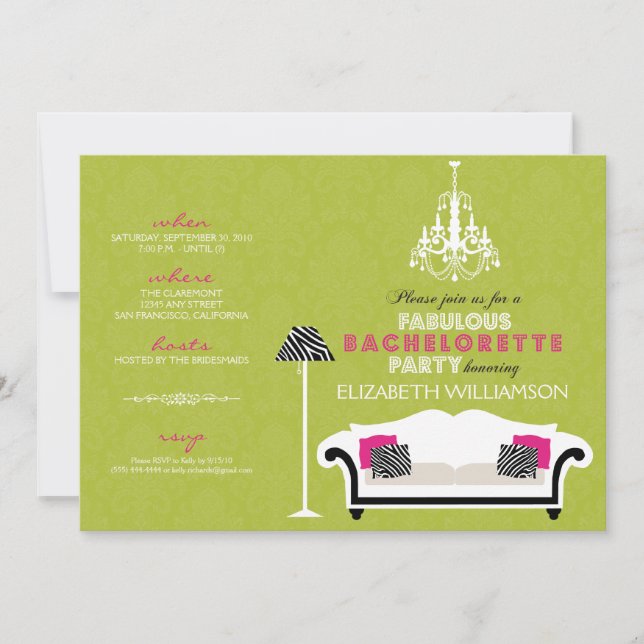 Invitación Decoración elegante estilo cebra invite (lima) (Anverso)