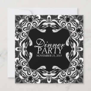 Invitación Decoración en blanco negro Lace Elegante Fiesta de
