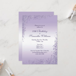 Invitación Decoración espumosa morada Purpurina Cumpleaños
