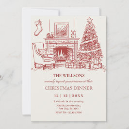 Invitación Decoración interior de Navidad minimalista vintage