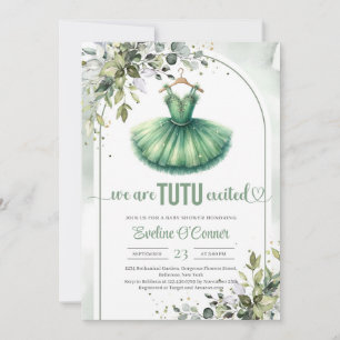Invitación Decoración moderna de tutu verde y dorado
