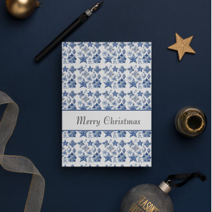 Invitación Decoración navidad en el personalizable Azul Delft