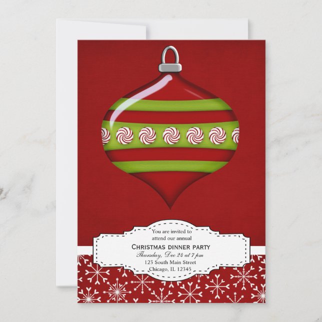 Invitación Decoración navidad (rojo) (Anverso)