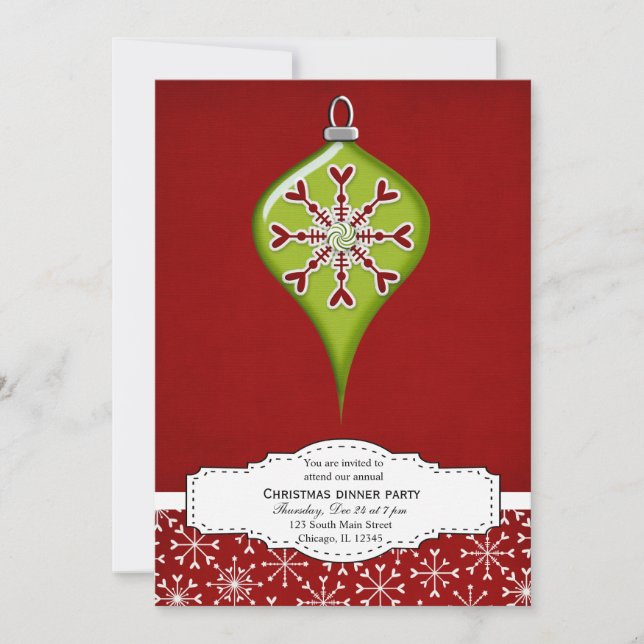 Invitación Decoración navidad (rojo) (Anverso)