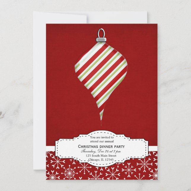 Invitación Decoración navidad (rojo) (Anverso)