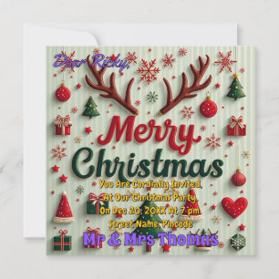 Invitación Decoración navideña personalizada de merry