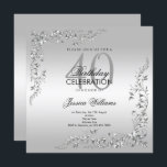 Invitación Decoración plateada 40.º Fiesta de cumpleaños<br><div class="desc">Elegante y elegante invitación a la fiesta de cumpleaños número 40 de la mujer. Hermosos y elegantes remolinos de plata y florecientes decoraciones de esquina sobre un fondo plateado de bonito. Todo el texto es totalmente personalizable para satisfacer sus necesidades. Si necesitas ayuda para personalizar de tu producto o quieres...</div>