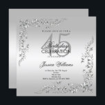 Invitación Decoración plateada 45ª fiesta de cumpleaños<br><div class="desc">Elegante y elegante invitación a la fiesta de cumpleaños número 45 de la mujer. Hermosos y elegantes remolinos de plata y florecientes decoraciones de esquina sobre un fondo plateado de bonito. Todo el texto es totalmente personalizable para satisfacer sus necesidades. Si necesitas ayuda para personalizar de tu producto o quieres...</div>