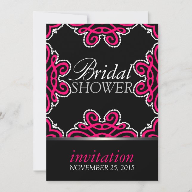 Invitación Decoración tribal rosa caliente y Fiesta de ducha  (Anverso)