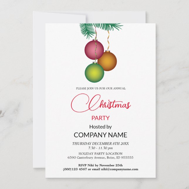 Invitación Decoraciones de árboles de Navidad y Mistletoe Cor (Anverso)