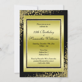 Invitación Decoraciones de Confeti Dorado Glitzy Cumpleaños