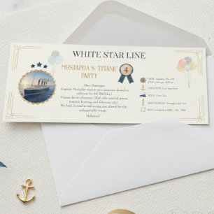 Invitación Decoraciones de fiesta de Titanic Pase de embarque